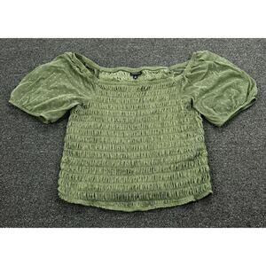 Torrid Womens Olive Green Polka Dot Square Neck Smocked Crop Top Plus Size 2XL